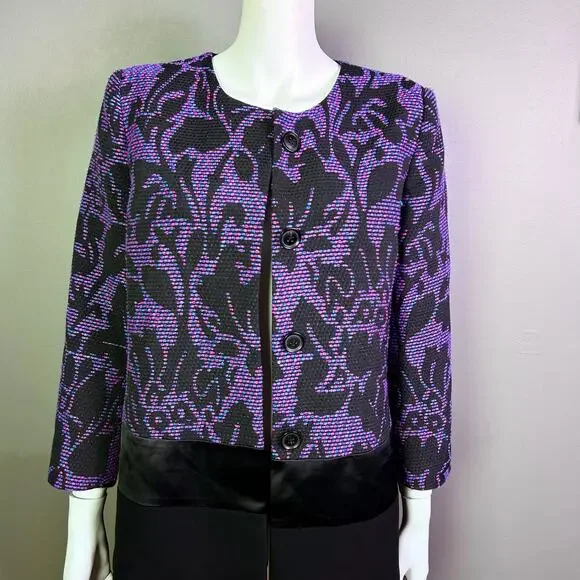 Ellen Tracy blazer jacket size 12 new floral office colorful capsule longline